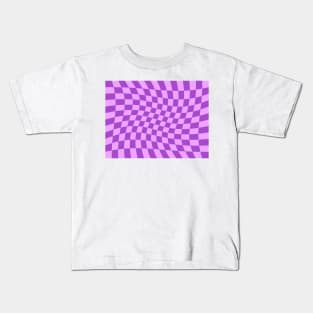 Twisted Checkered Square Pattern - Purple Tones Kids T-Shirt